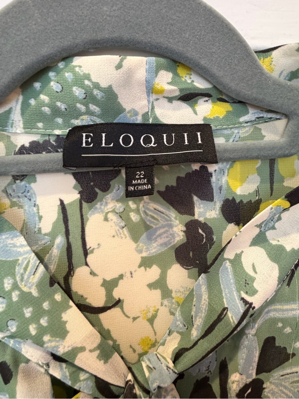 Eloquii sheer button-down floral top, neck bow, 22, NWOT - Picture 4 of 4